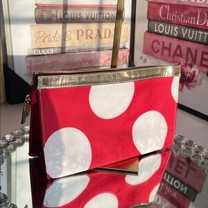 Elizabeth Arden Red and White Dotted clutch  or Cosmetic Case